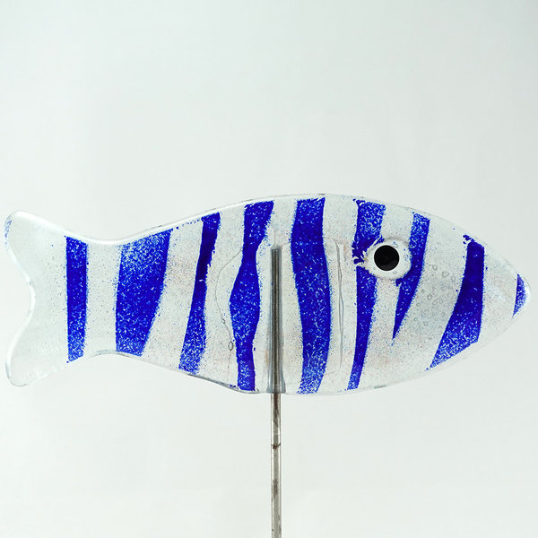 Sprotte blau, Glasfisch ca 22 cm, Gartenstecker