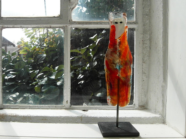 Pepperboy Glasfigur auf Stahlfuß - Unikat