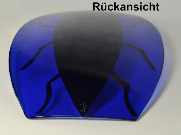 Glasschale oval blau-schwarz "Insekt"