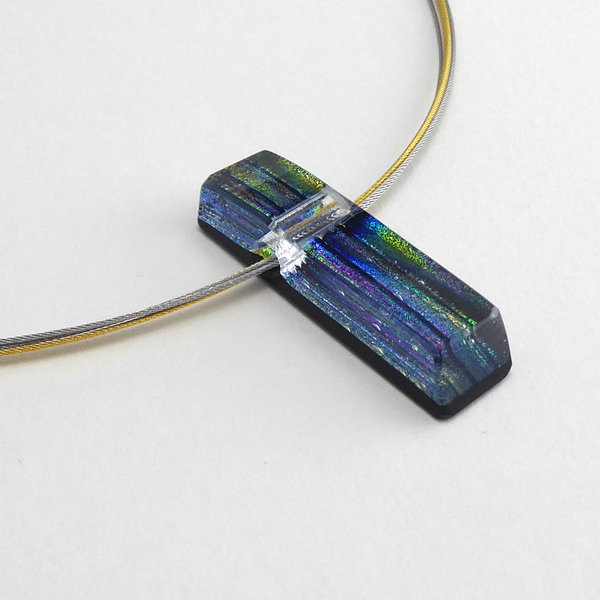 Halskette Glas Rainbow Stick an Edelstahlseil